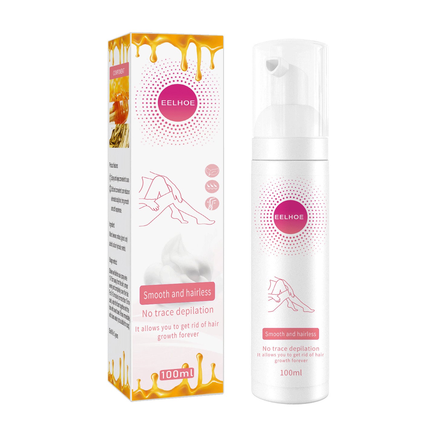 Hair Removal Spray for Women & Men – Gentle Foam for Legs, Armpits, 30ml/100ml