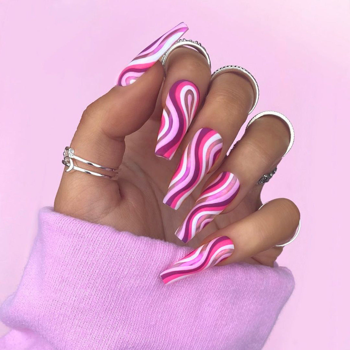 Detachable Artistic Press-On Fake Nails – Finished Wearable Fingertip Tips