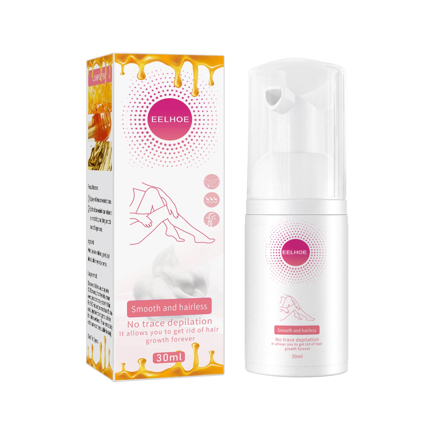 Hair Removal Spray for Women & Men – Gentle Foam for Legs, Armpits, 30ml/100ml