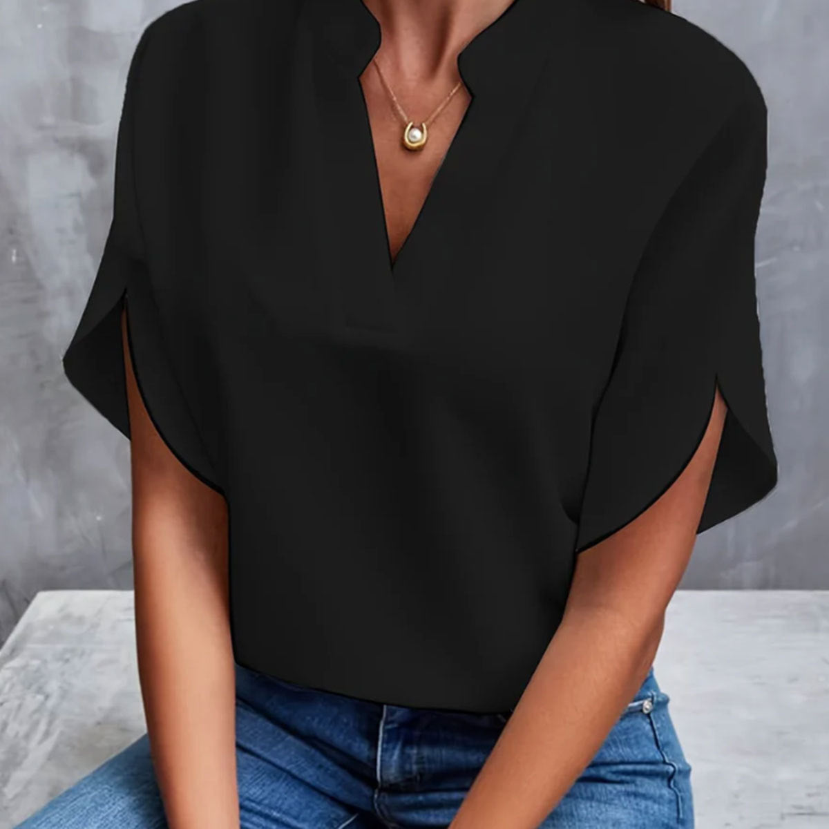 Women's Summer V-Neck Chiffon Blouse – Short Sleeve Casual Shirt