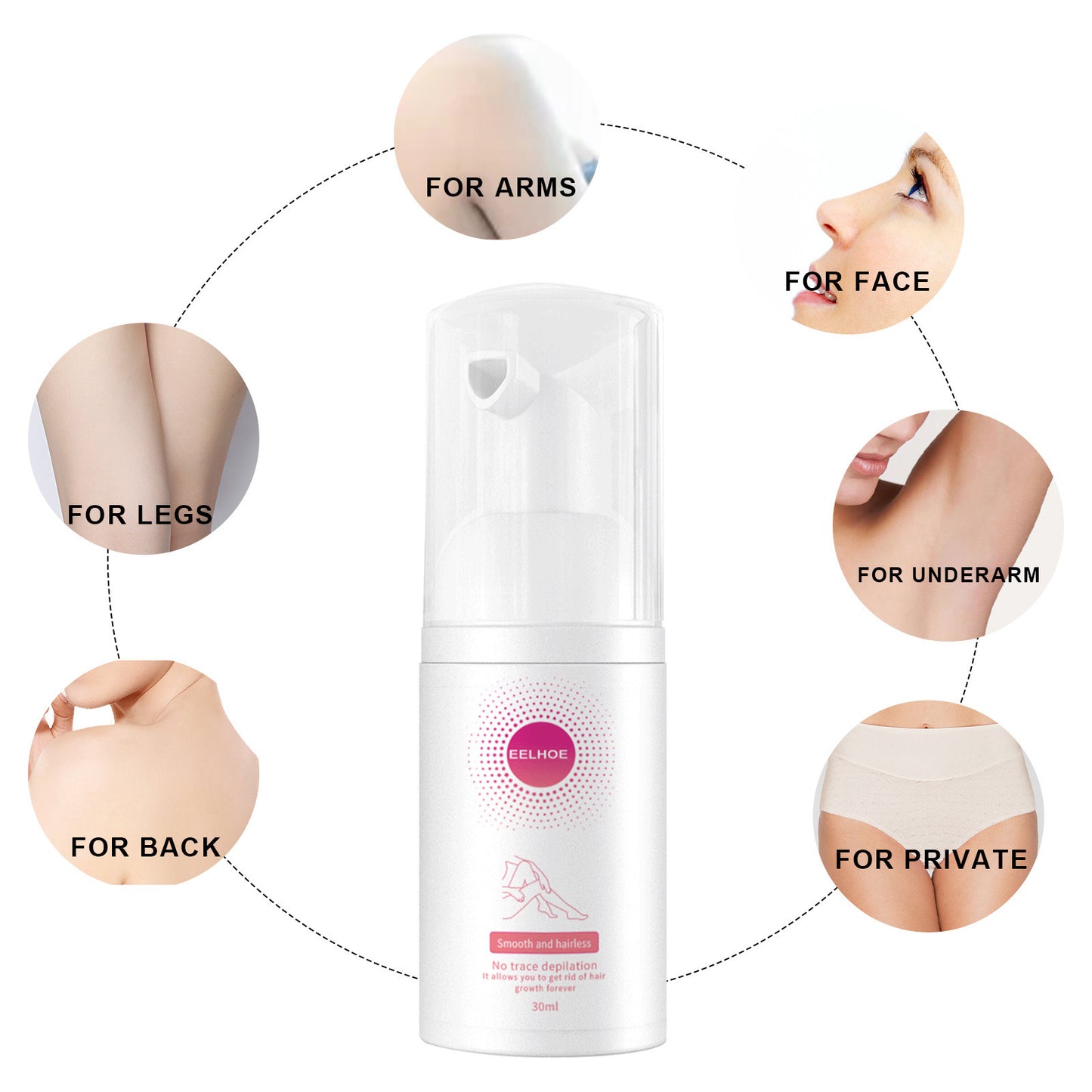 Hair Removal Spray for Women & Men – Gentle Foam for Legs, Armpits, 30ml/100ml