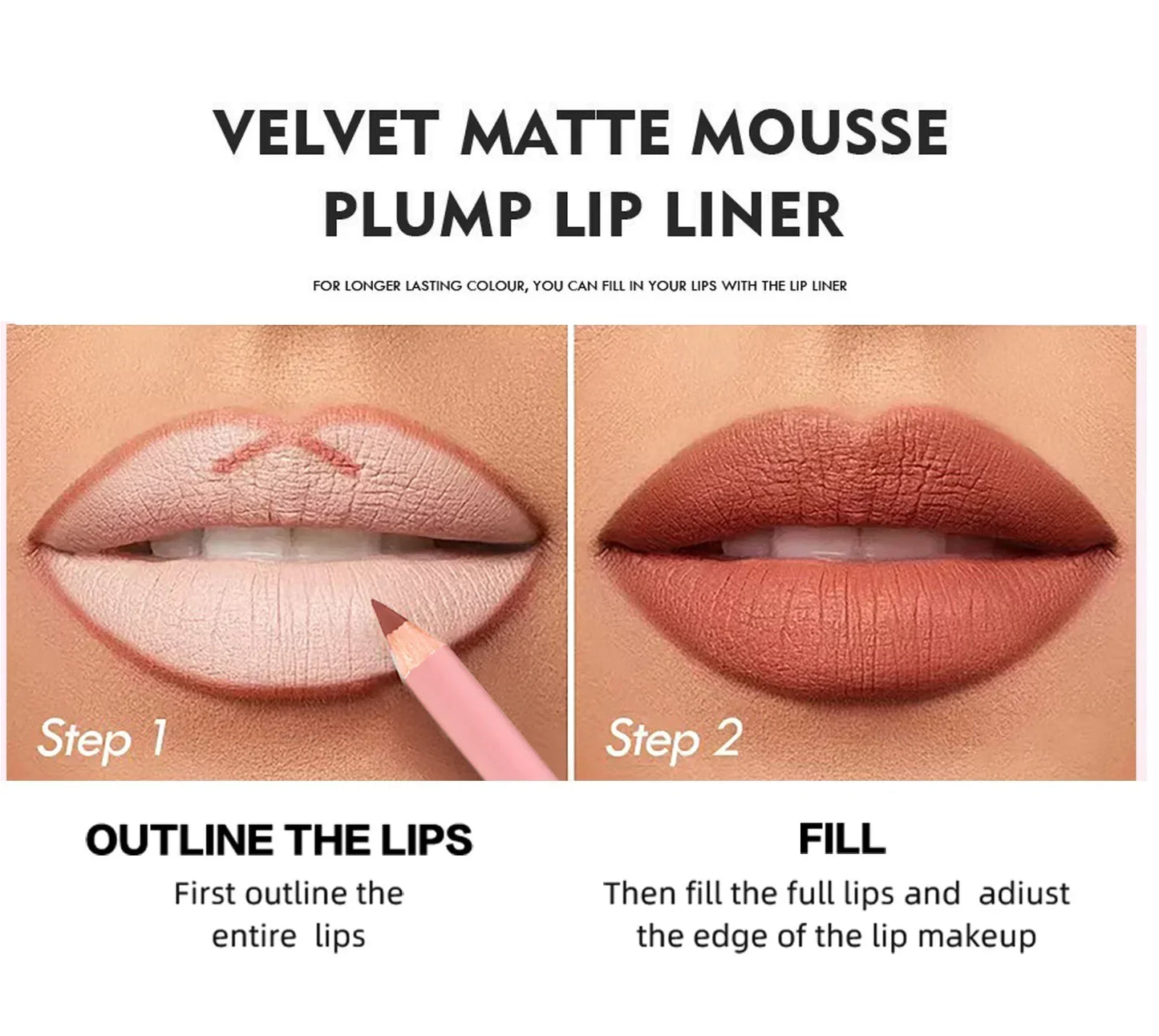 Waterproof Matte Lip Liner & Lipstick Pencil Set
