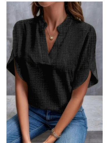 Women's Summer V-Neck Chiffon Blouse – Short Sleeve Casual Shirt