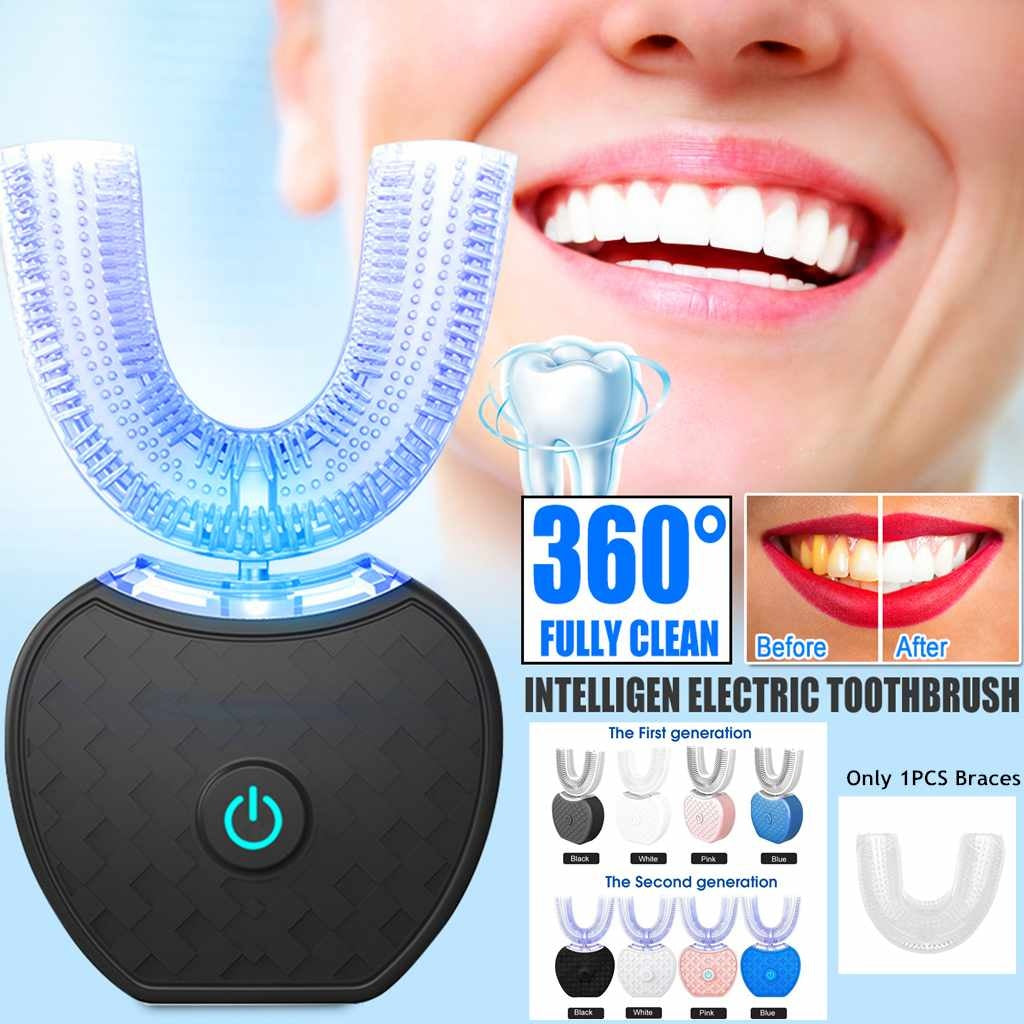 360° Intelligent Electric Toothbrush – U-Shaped, Waterproof, and Whitening