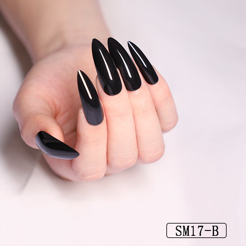 Long Pointed Solid Color Almond False Nails – Salon-Style Finger Patches