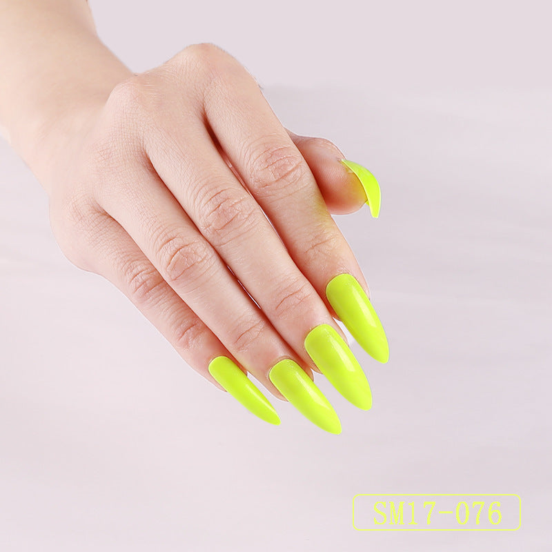 Long Pointed Solid Color Almond False Nails – Salon-Style Finger Patches