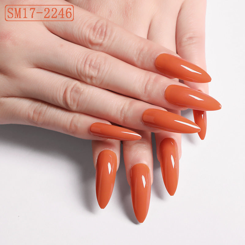 Long Pointed Solid Color Almond False Nails – Salon-Style Finger Patches